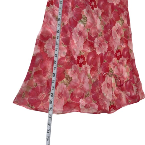 Murano Vintage Sleepwear Pink Floral Sheer Slip Dress Women SZ L 100% Polyester - Picture 6 of 12